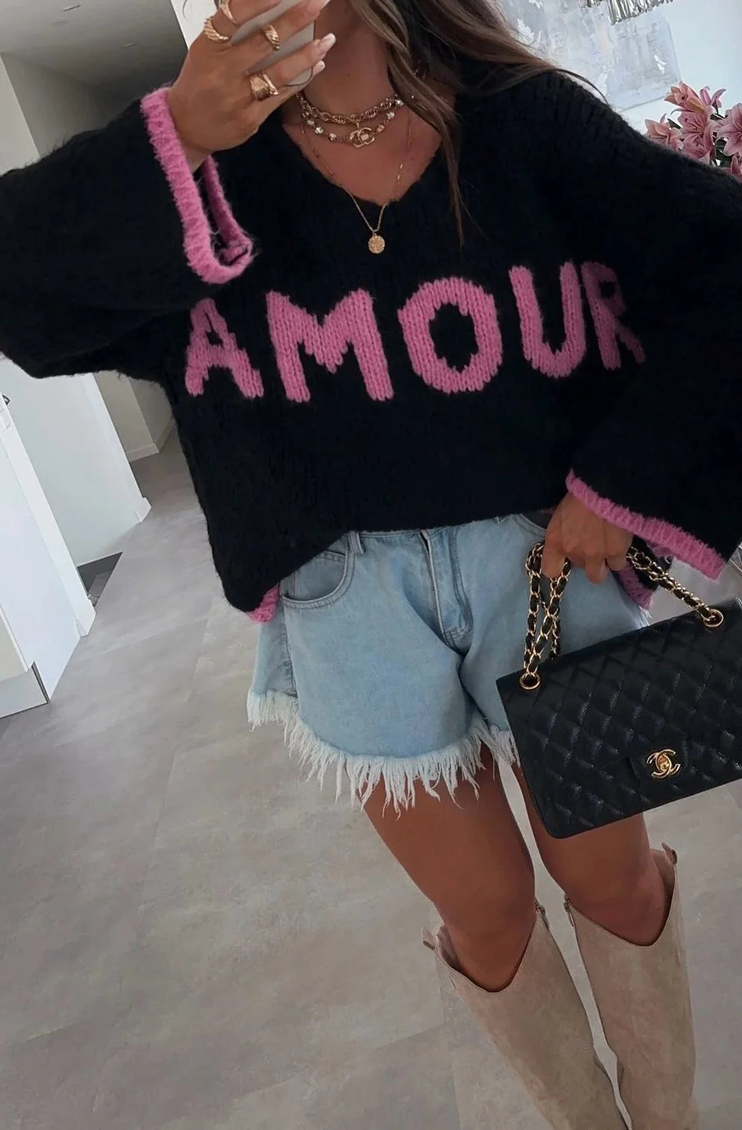 AMOUR OVERSIZED JUMPER SWEATER–BLACK
