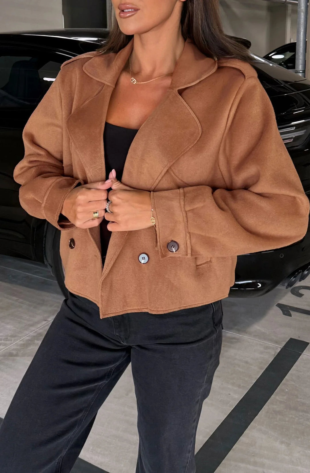 CHERYL SUEDETTE POCKET DETAIL JACKET-CAMEL