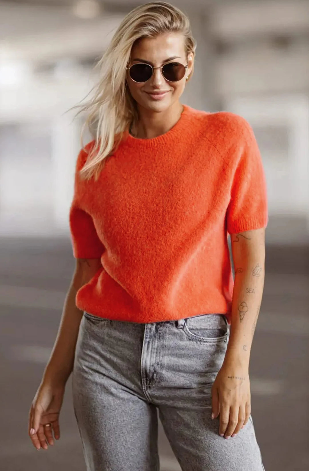 LATIKA LIGHT KNITTED ALPACA JUMPER SWEATER-CORAL