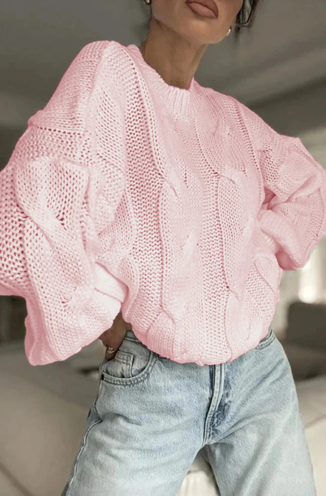 NERINA LIGHT KNITTED JUMPER SWEATER-PINK