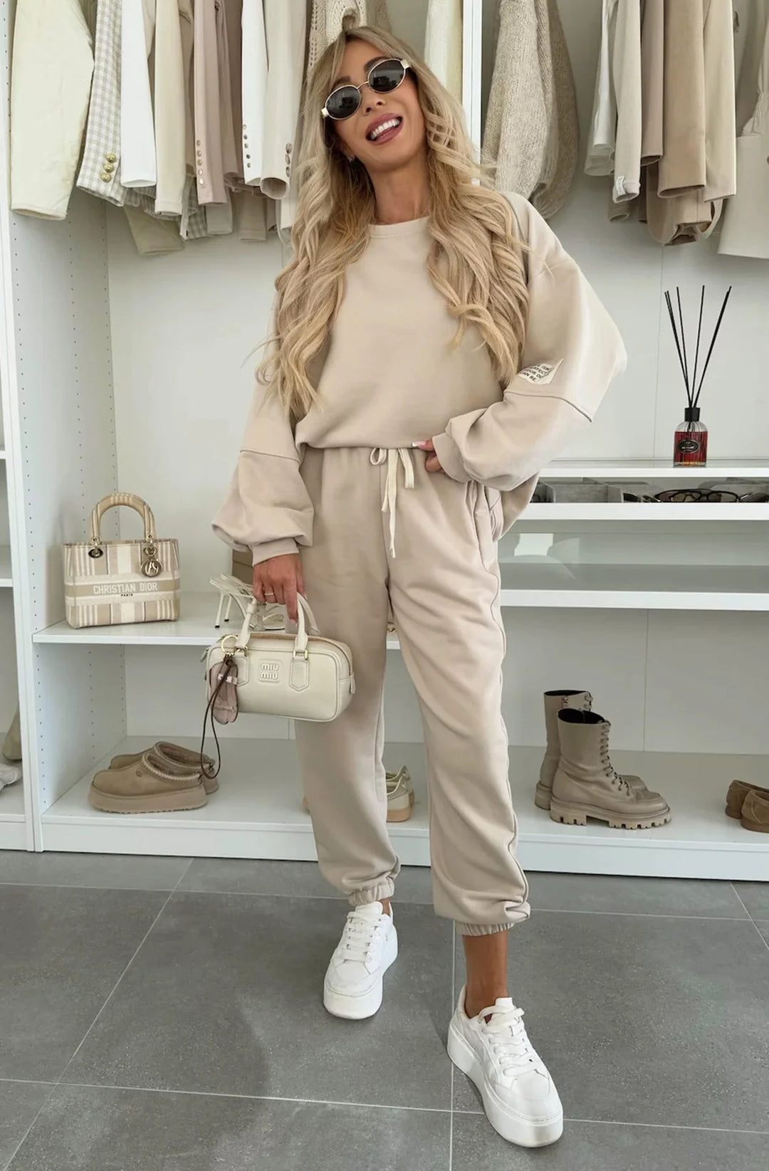 TANYA TWO PIECE CO-ORD LOUNGEWEAR SET-STONE