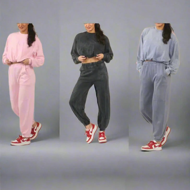 Acid Wash With Bubble Hem Lounge suit
