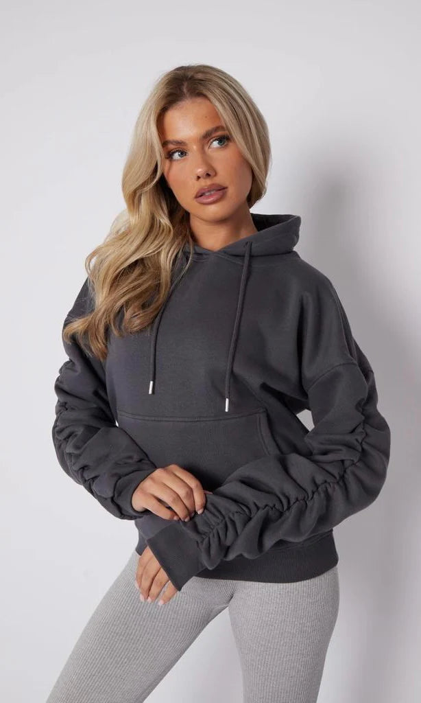 Ruched Sleeve Hoody