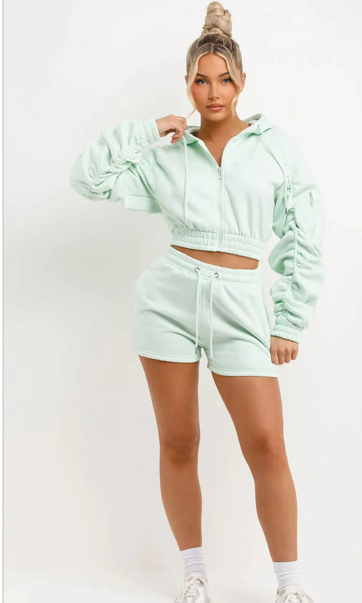Crop Zip Short set