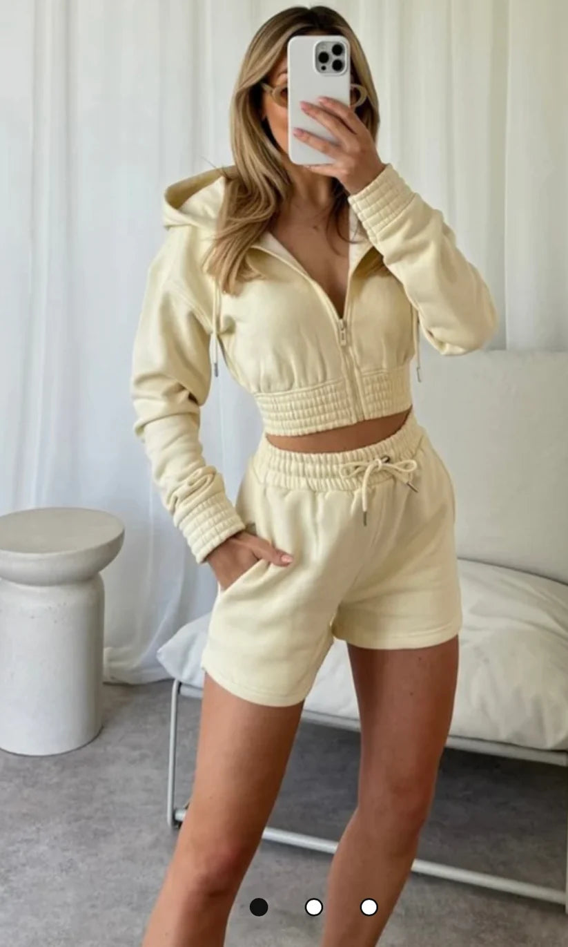 Crop Zip Short set