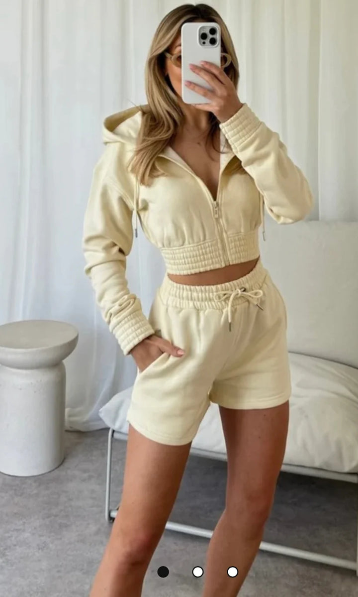 Crop Zip Short set