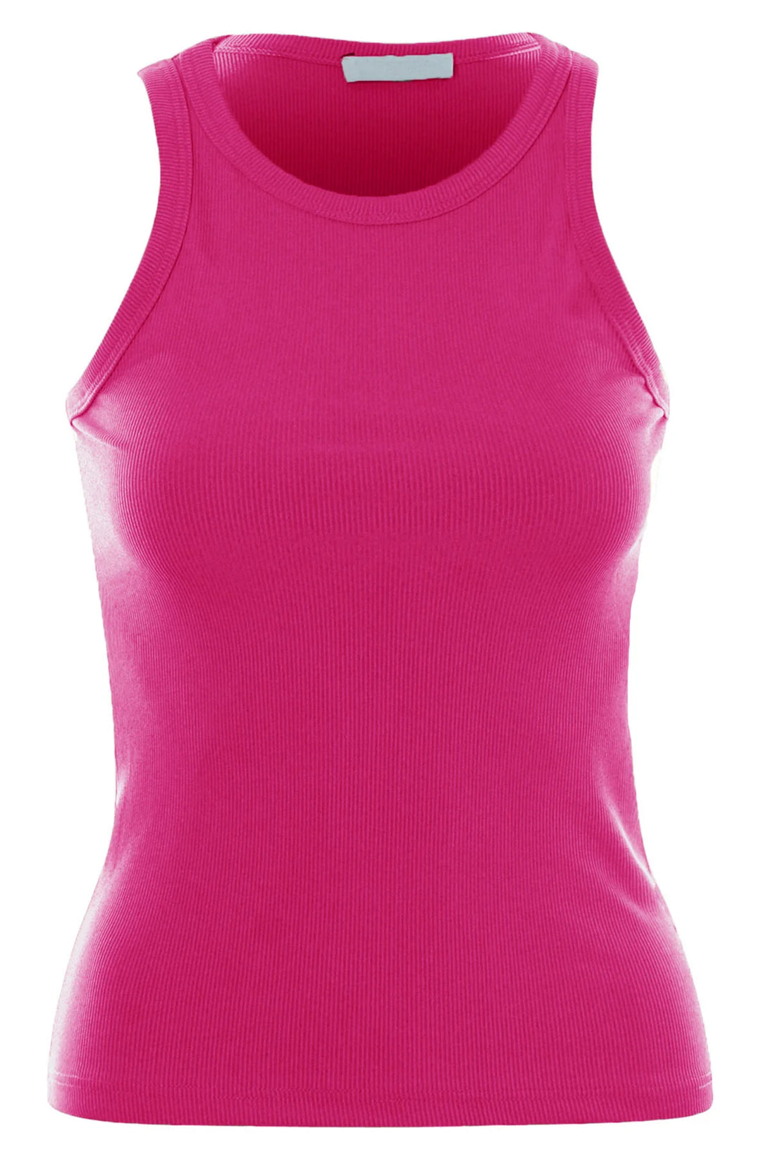 ABBY RIBBED VEST TOP-HOT PINK