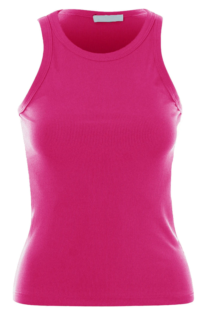 ABBY RIBBED VEST TOP-HOT PINK