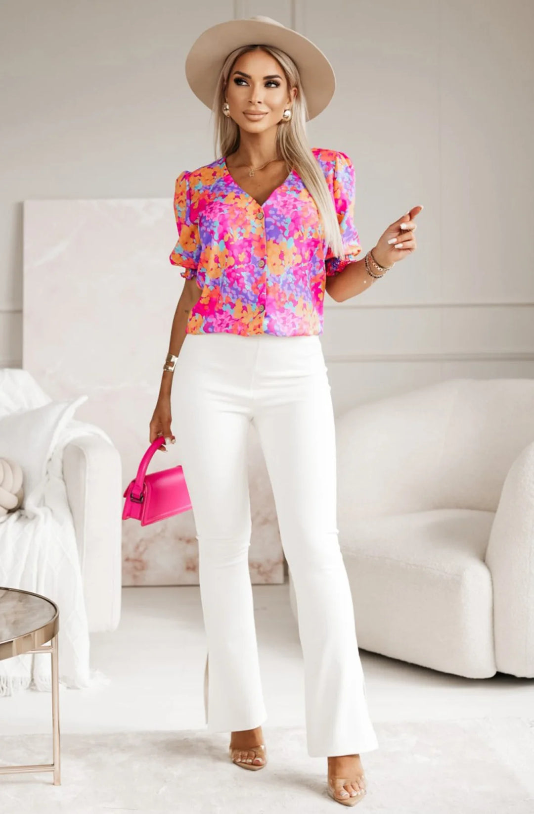 AMAYA PATTERNED BLOUSE SHIRT TOP-MULTI