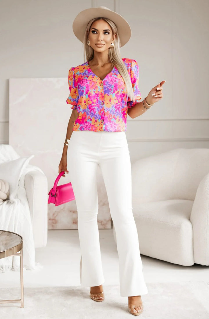 AMAYA PATTERNED BLOUSE SHIRT TOP-MULTI