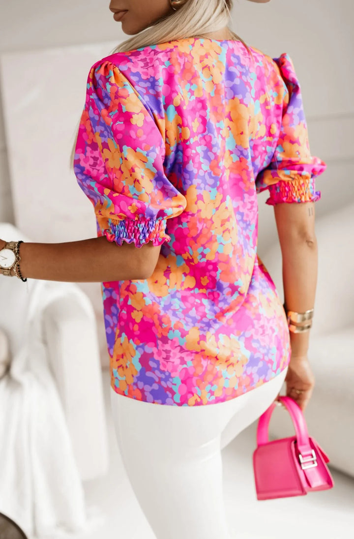 AMAYA PATTERNED BLOUSE SHIRT TOP-MULTI