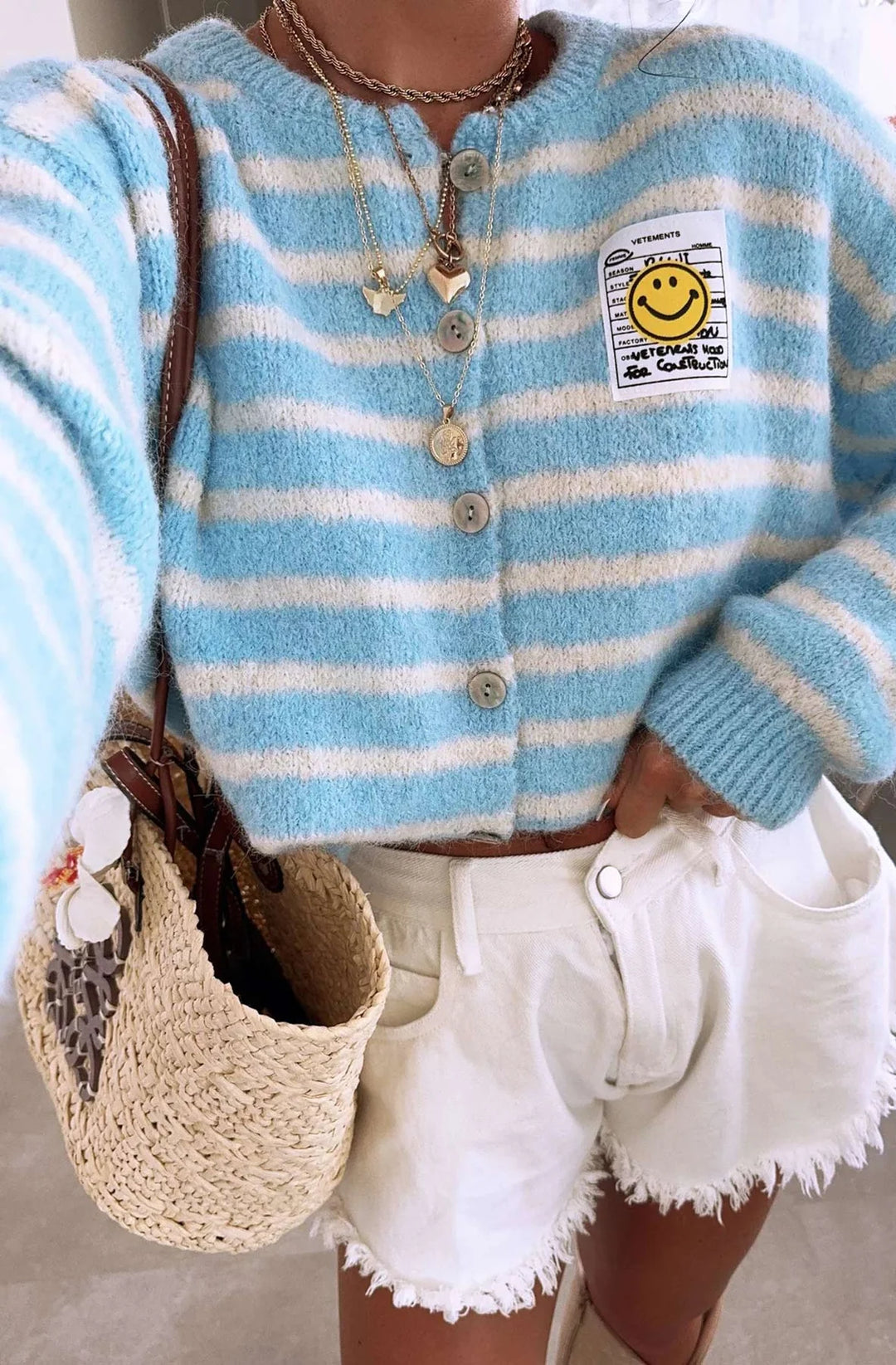 ANNABELLE STRIPED CARDIGAN-BLUE