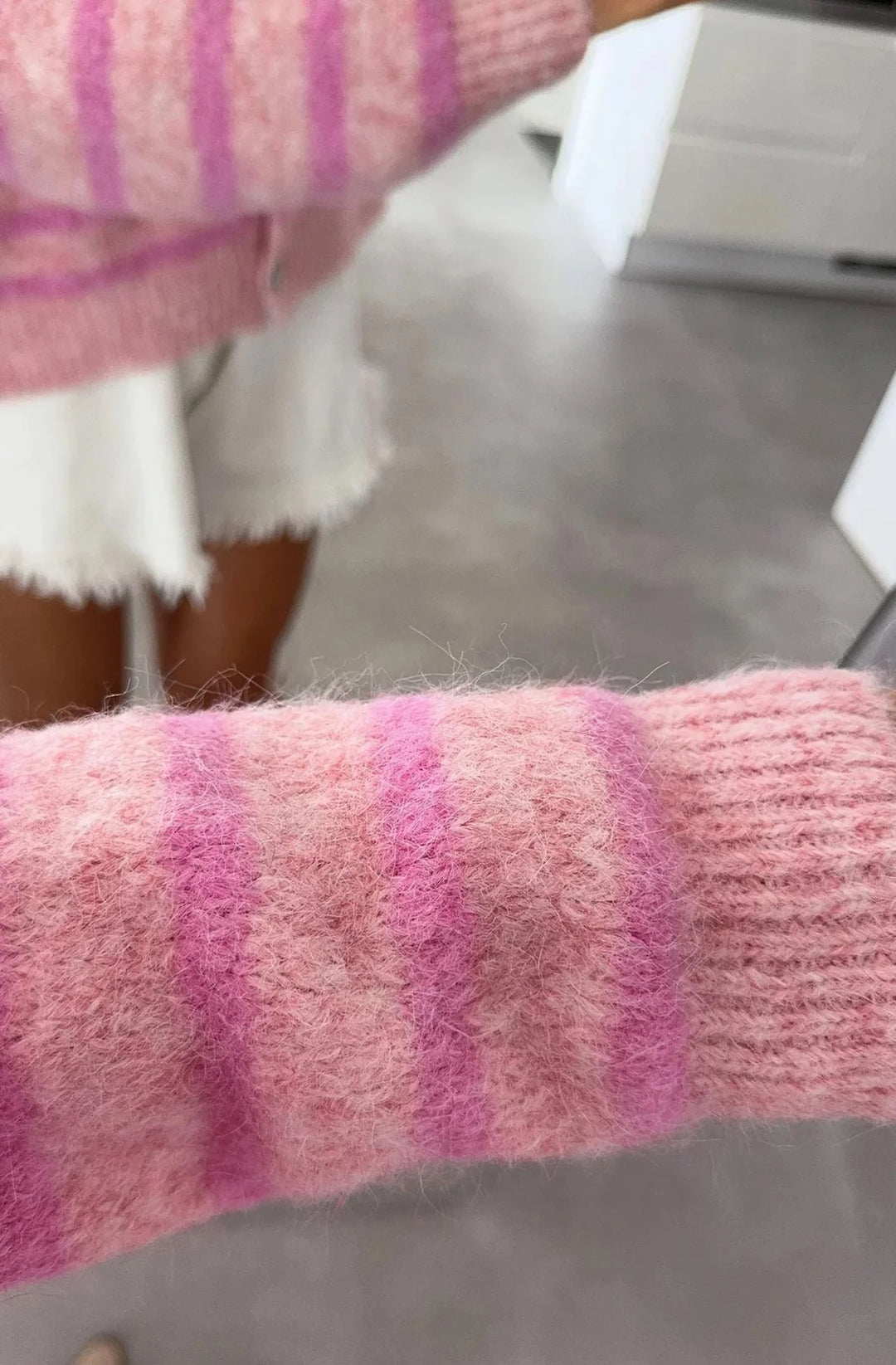ANNABELLE STRIPED CARDIGAN-PINK