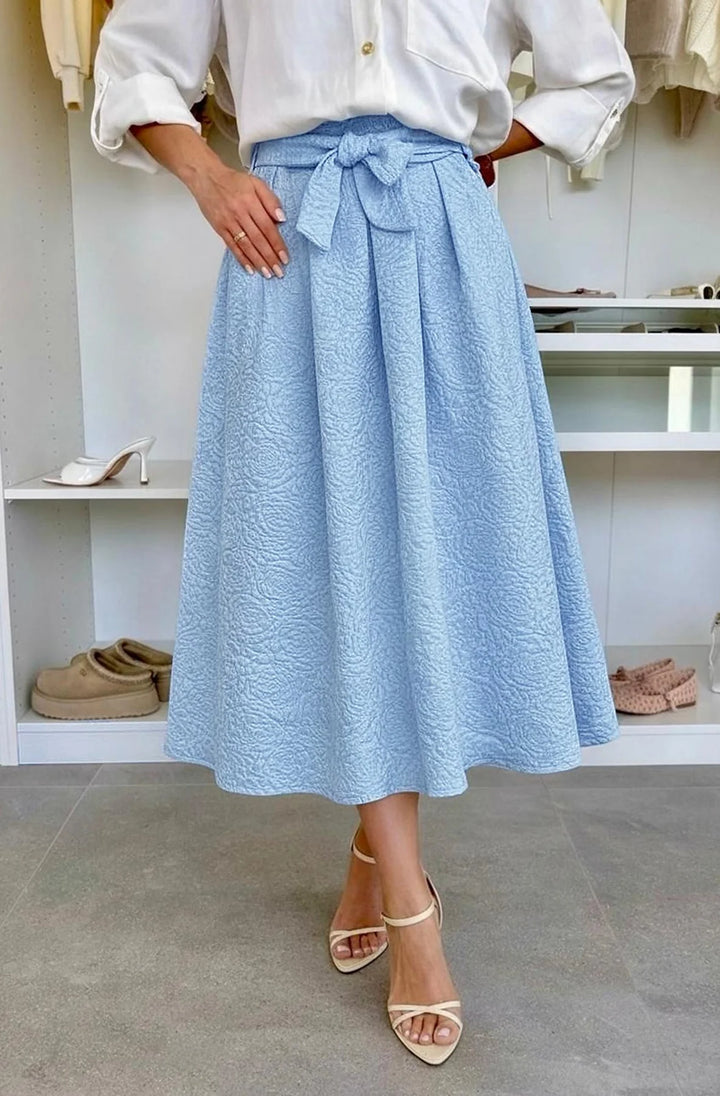 Arabella Rose Textured A-Line Pocket Midaxi Skirt-Blue