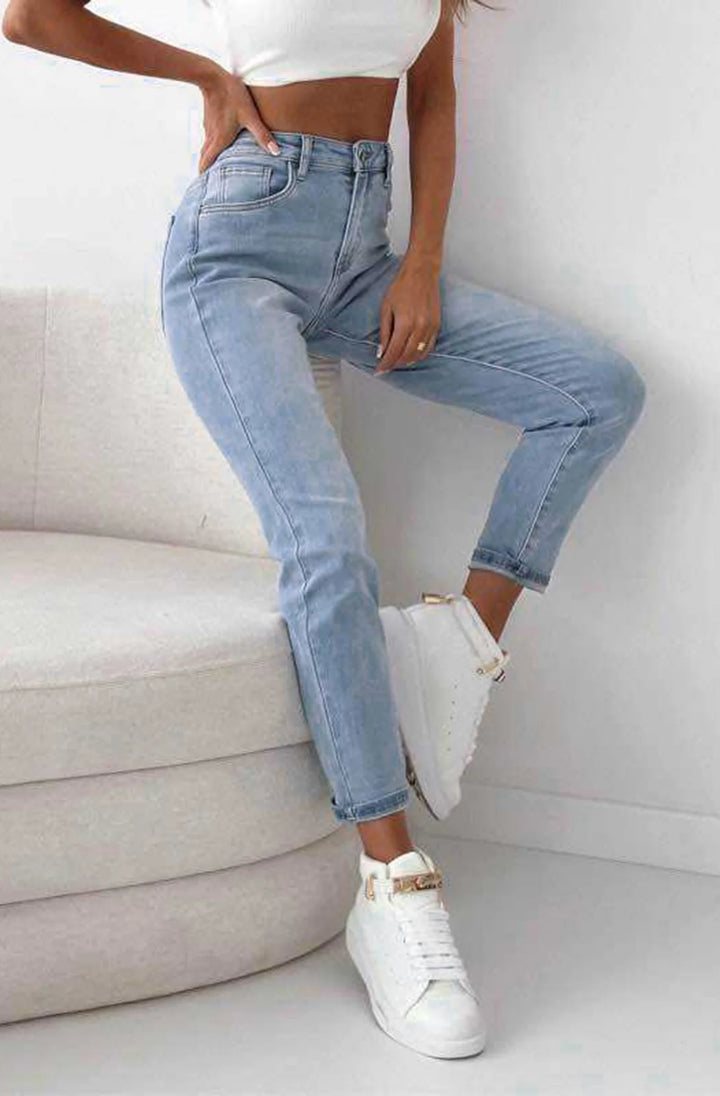 ARINA MOM STYLE DENIM JEANS-BLUE