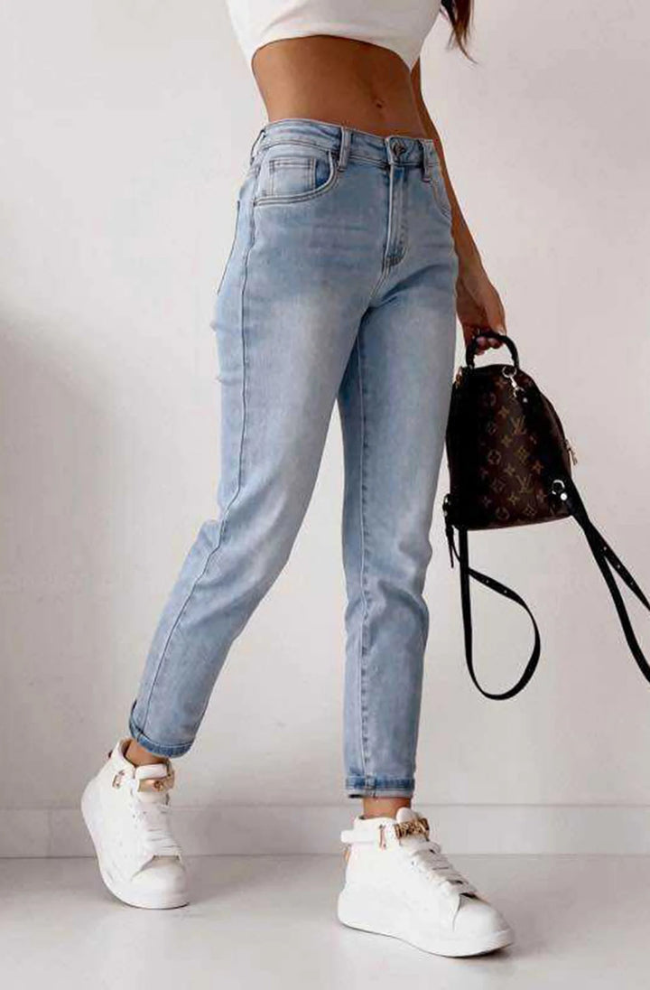ARINA MOM STYLE DENIM JEANS-BLUE
