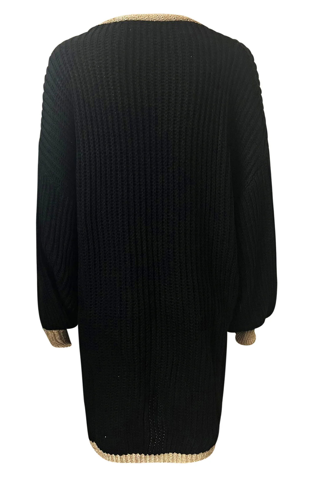 BECCA SHIMMER KNITTED LONGLINE CARDIGAN-BLACK