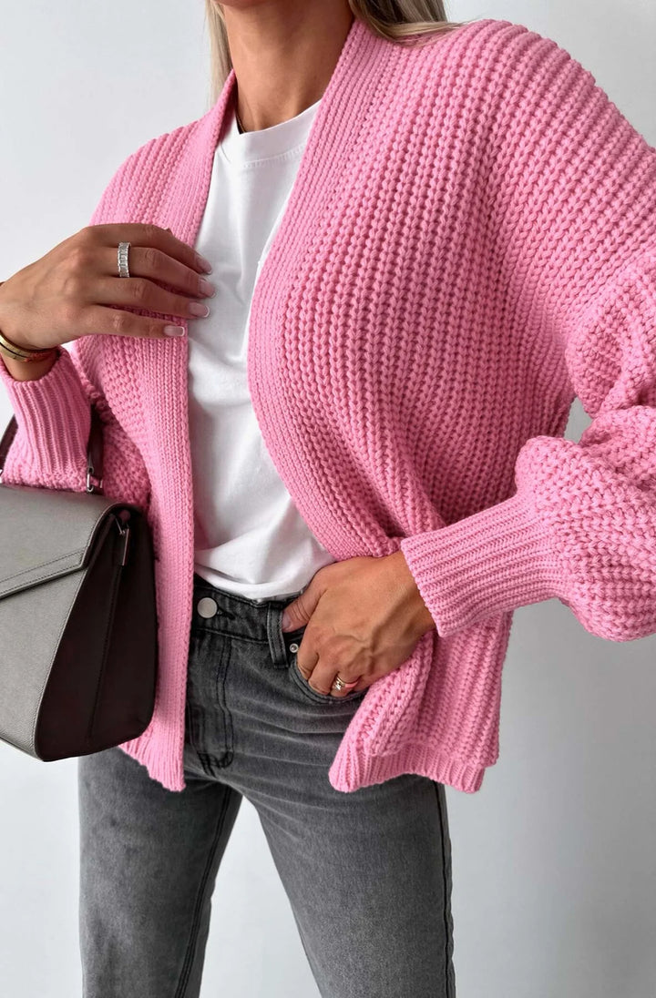 BELLA POCKET DETAIL KNITTED CARDIGAN-PINK