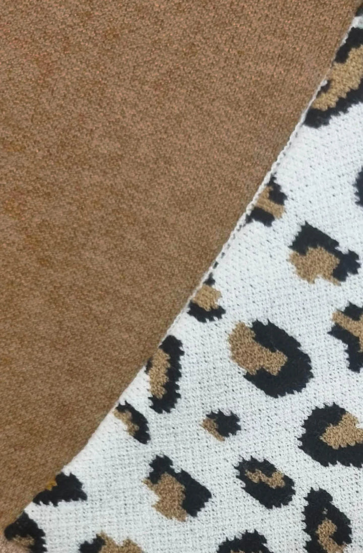 CASSANDRA LEOPARD LIGHT KNITTED TOP-CAMEL