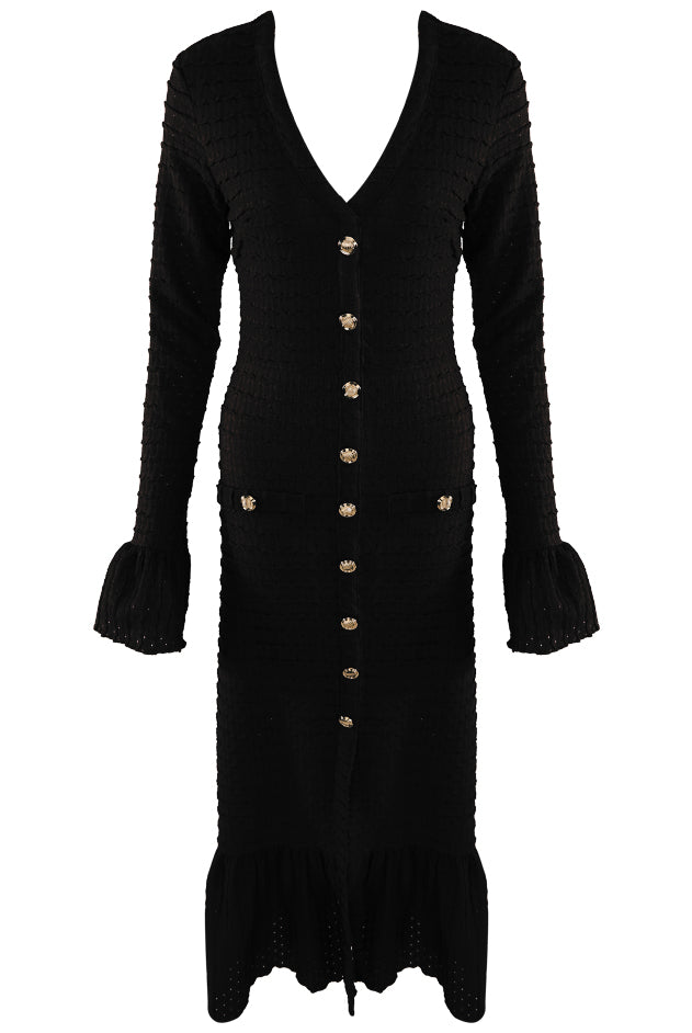 Classic Midi Dress With Flare Cuff And Hem