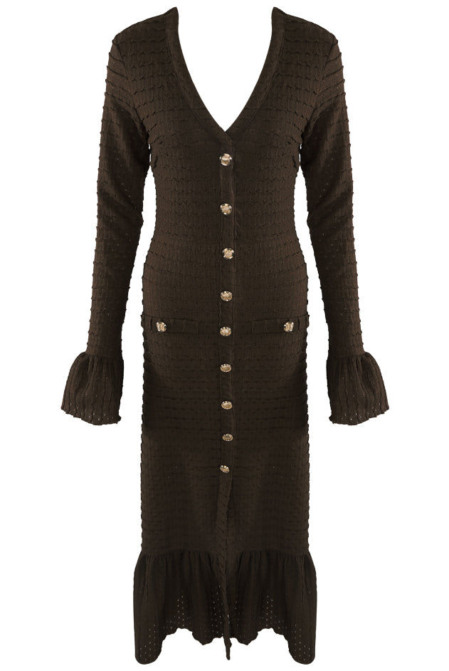 Classic Midi Dress With Flare Cuff And Hem