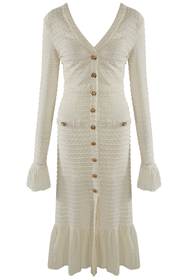 Classic Midi Dress With Flare Cuff And Hem