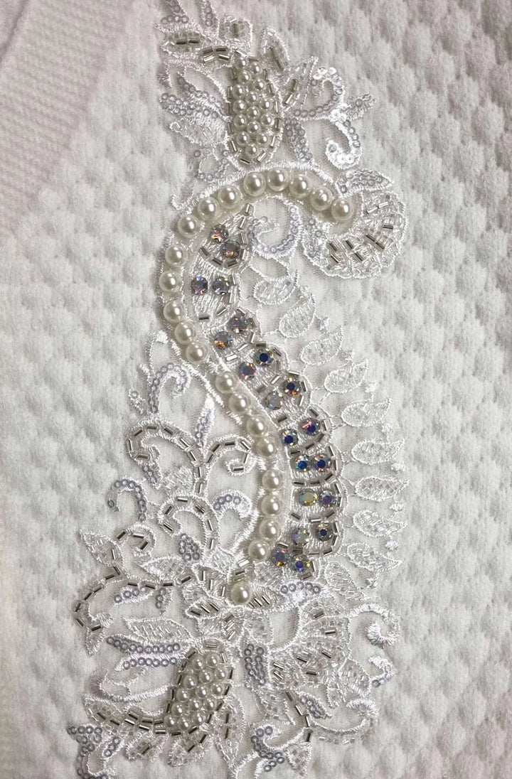 Dorothy Paisley Embellished Bubble Knit Cardigan-Ivory