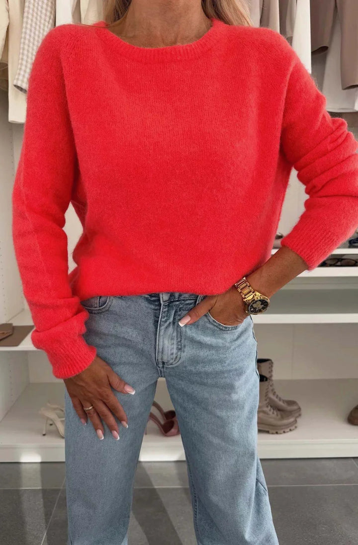 ELISHA LIGHT KNITTED JUMPER SWEATER-CORAL