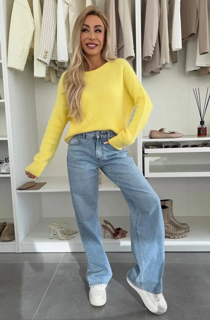 ELISHA LIGHT KNITTED JUMPER SWEATER-YELLOW