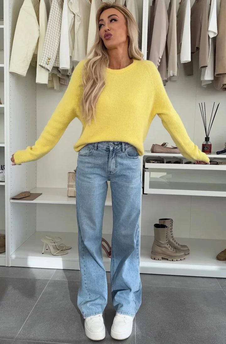 ELISHA LIGHT KNITTED JUMPER SWEATER-YELLOW