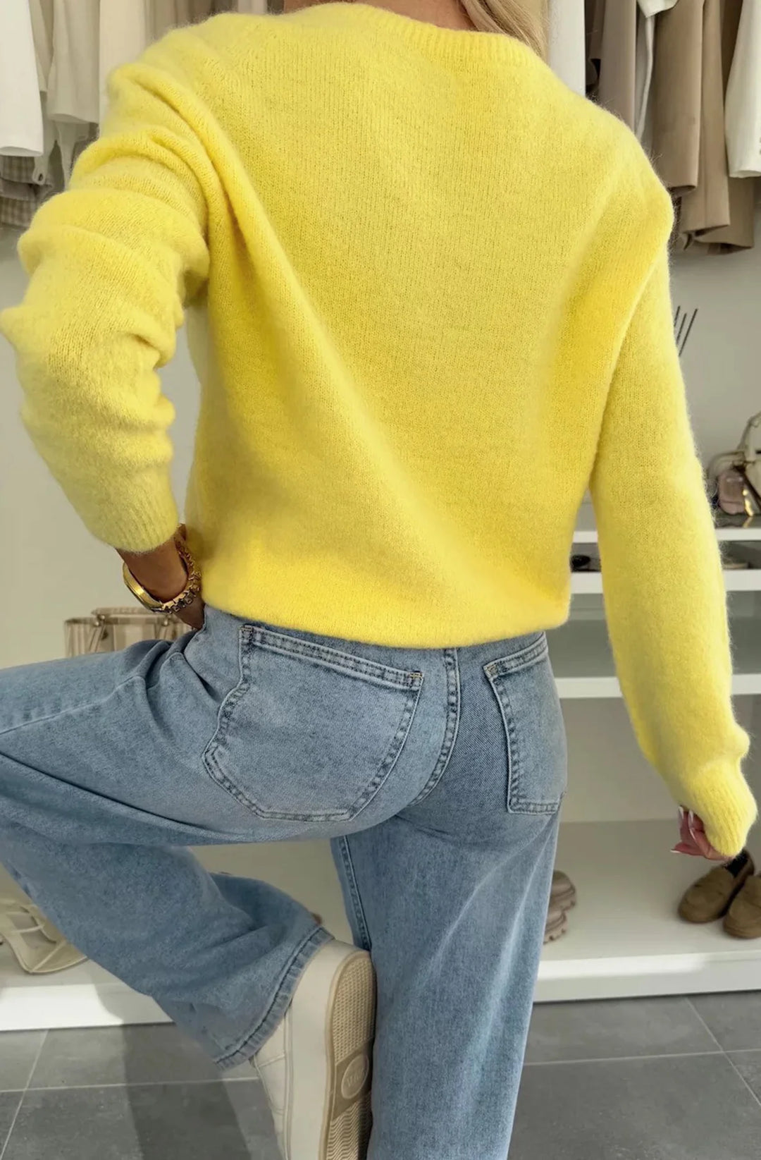 ELISHA LIGHT KNITTED JUMPER SWEATER-YELLOW