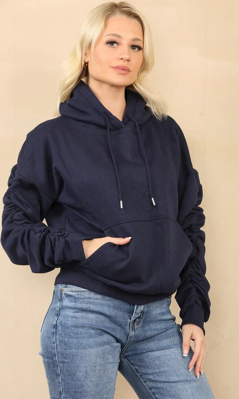 Ruched Sleeve Hoody
