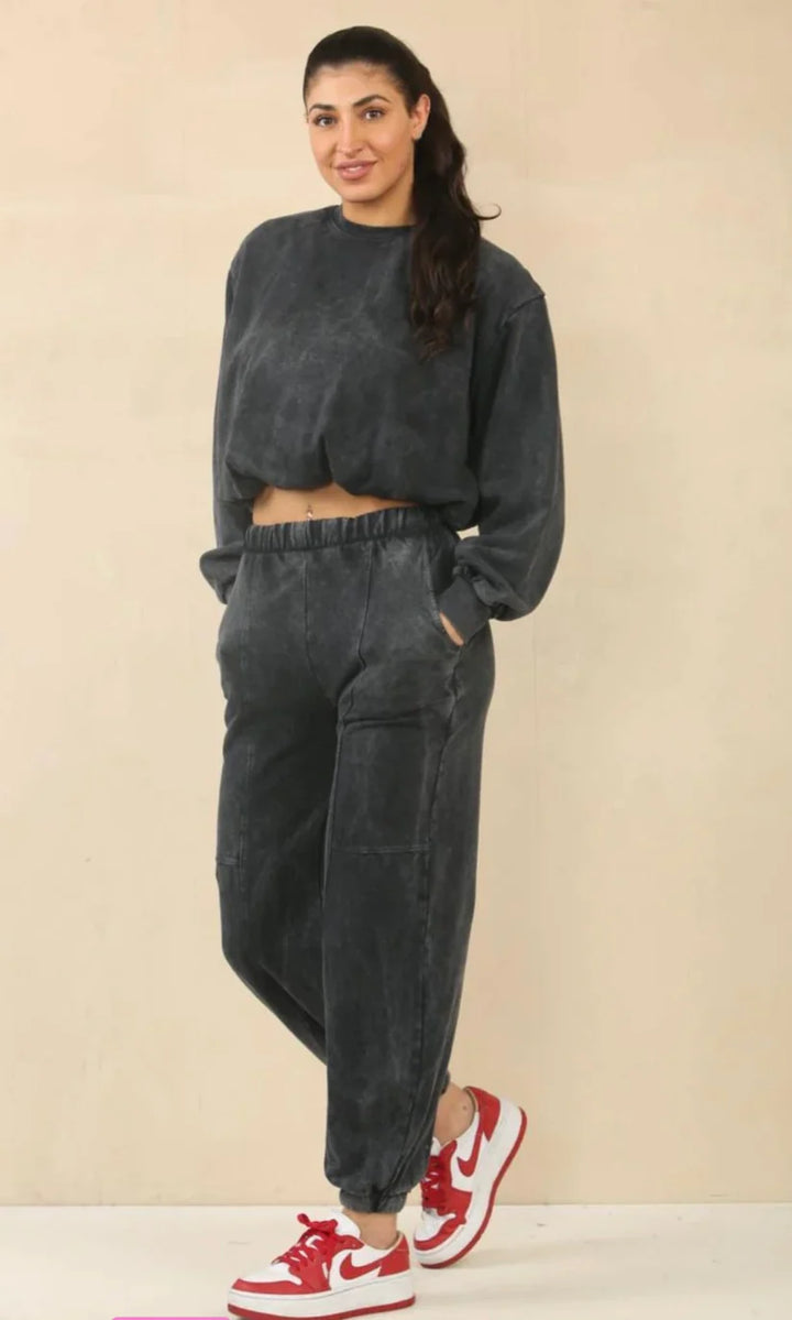 Acid Wash With Bubble Hem Lounge suit