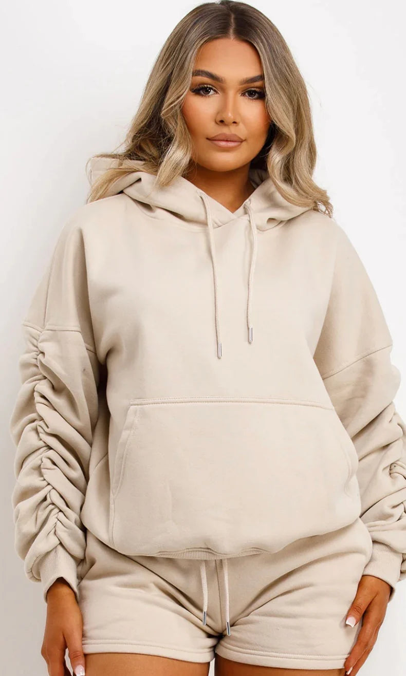 Ruched Sleeve Hoody