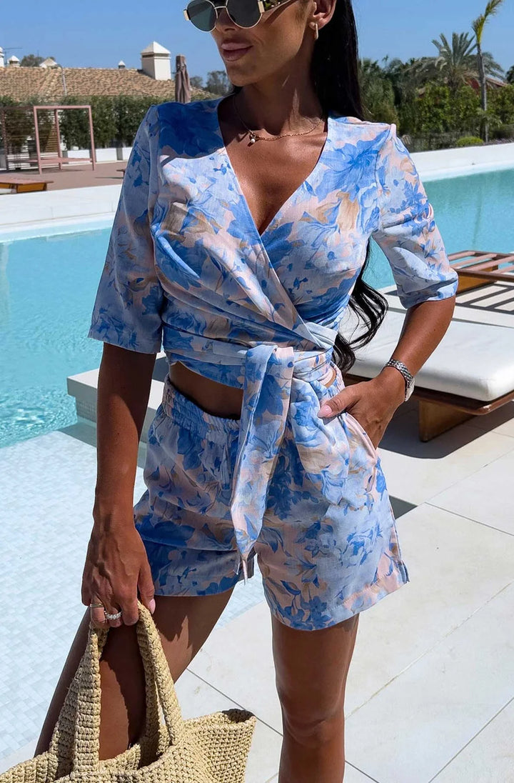 GARCIA FLORAL TWO PIECE CO-ORD SET-BLUE