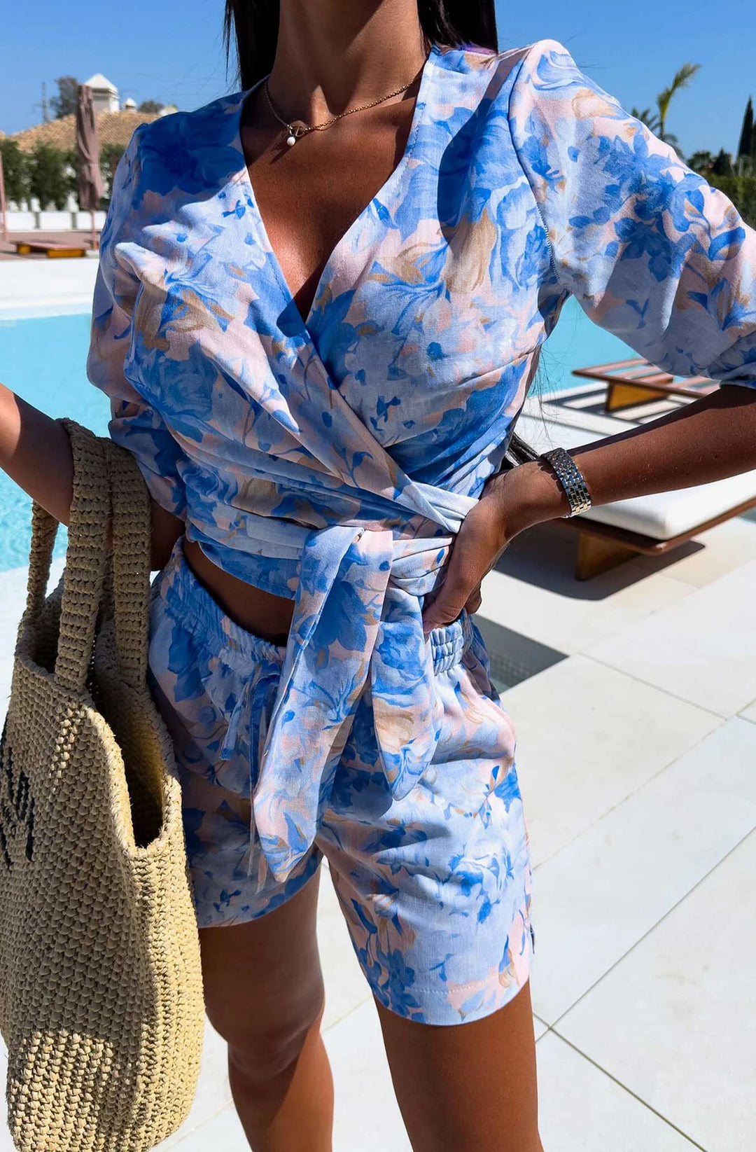 GARCIA FLORAL TWO PIECE CO-ORD SET-BLUE