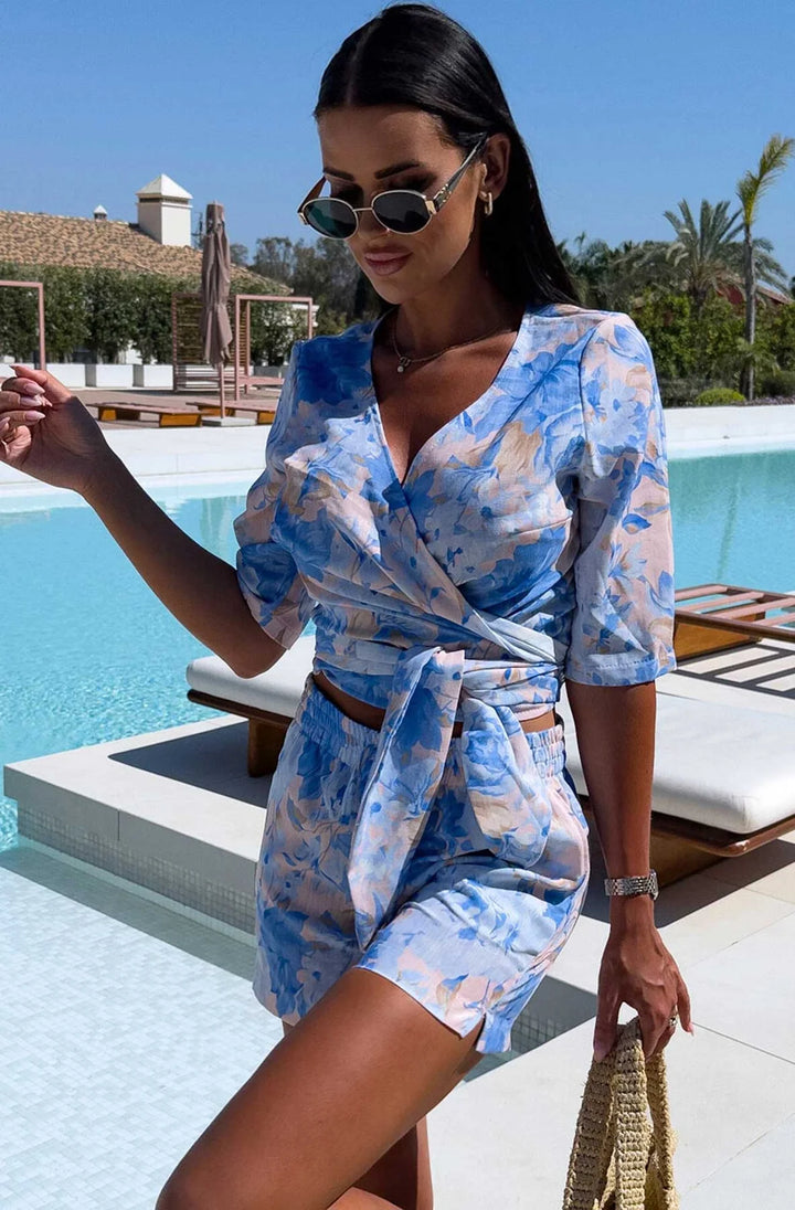 GARCIA FLORAL TWO PIECE CO-ORD SET-BLUE