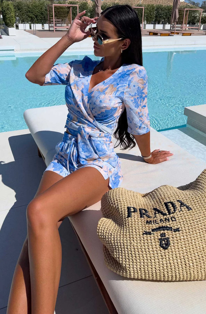 GARCIA FLORAL TWO PIECE CO-ORD SET-BLUE