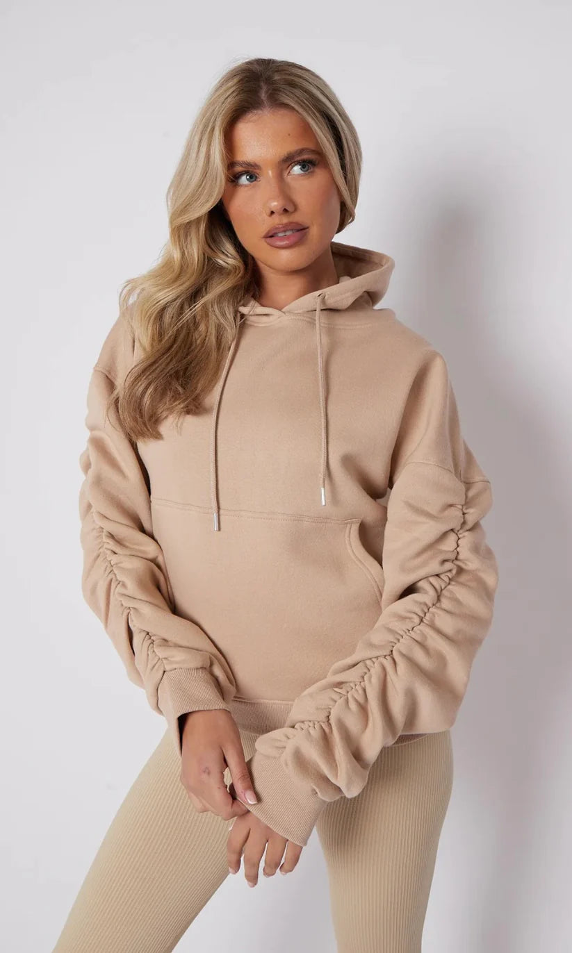 Ruched Sleeve Hoody