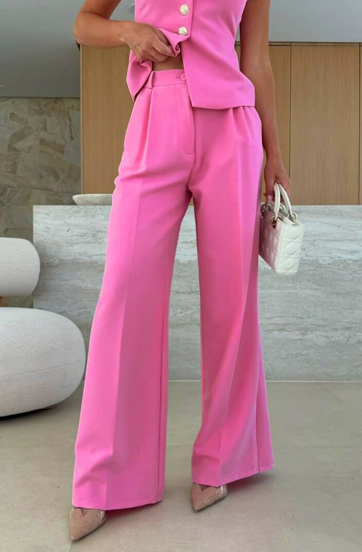 KYM POCKET DETAIL WIDE LEG TROUSERS-PINK