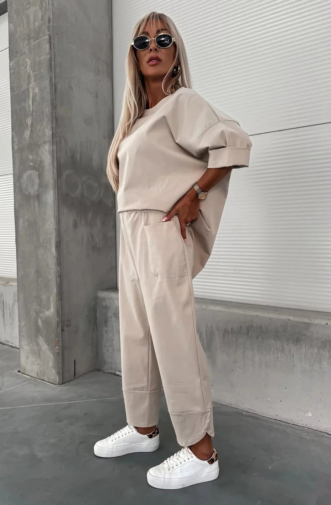 Liora Oversize Pocket Co-ord Set-Stone