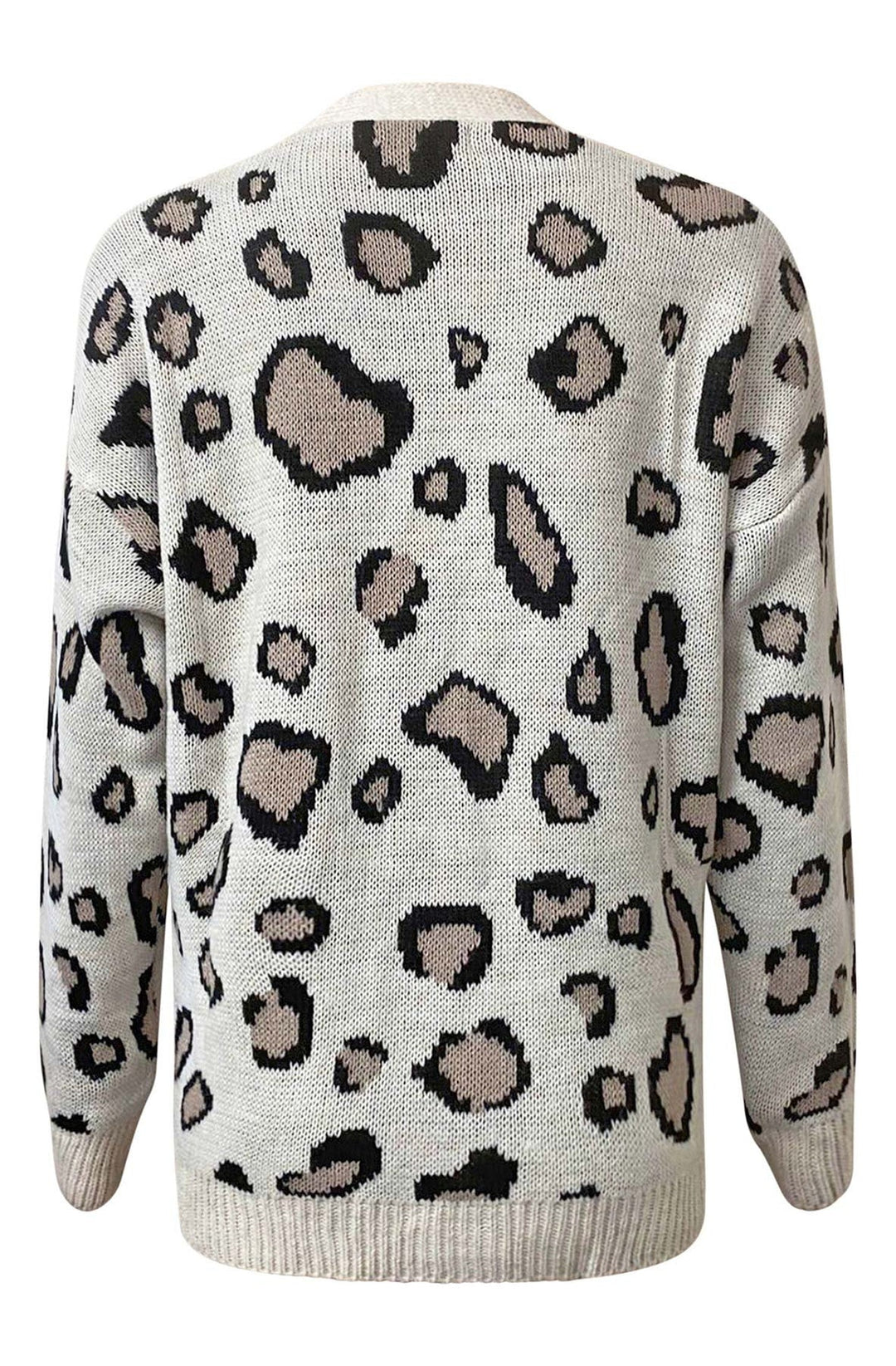 LYNDA LEOPARD PRINT KNITTED CARDIGAN-STONE