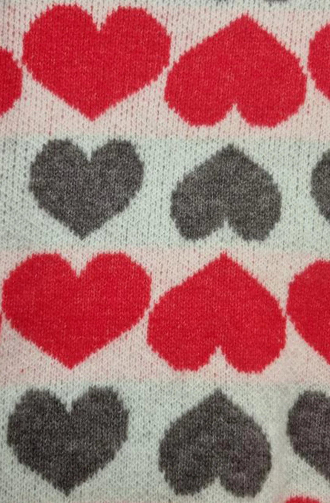 MANDIE CONTRAST HEART PATTERNED KNITTED JUMPER-RED