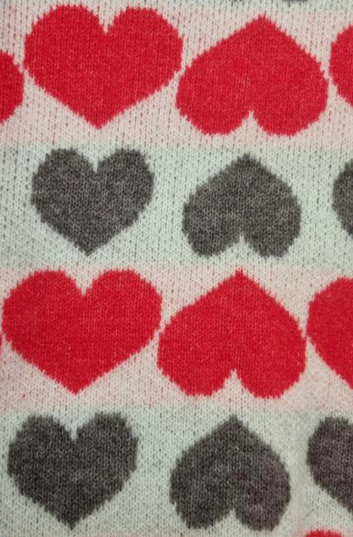 MANDIE CONTRAST HEART PATTERNED KNITTED JUMPER-RED