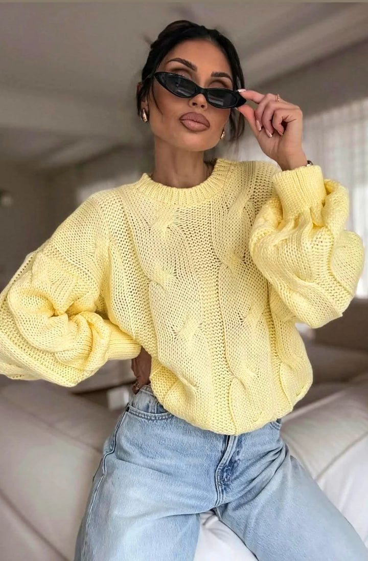 NERINA LIGHT KNITTED JUMPER SWEATER-YELLOW