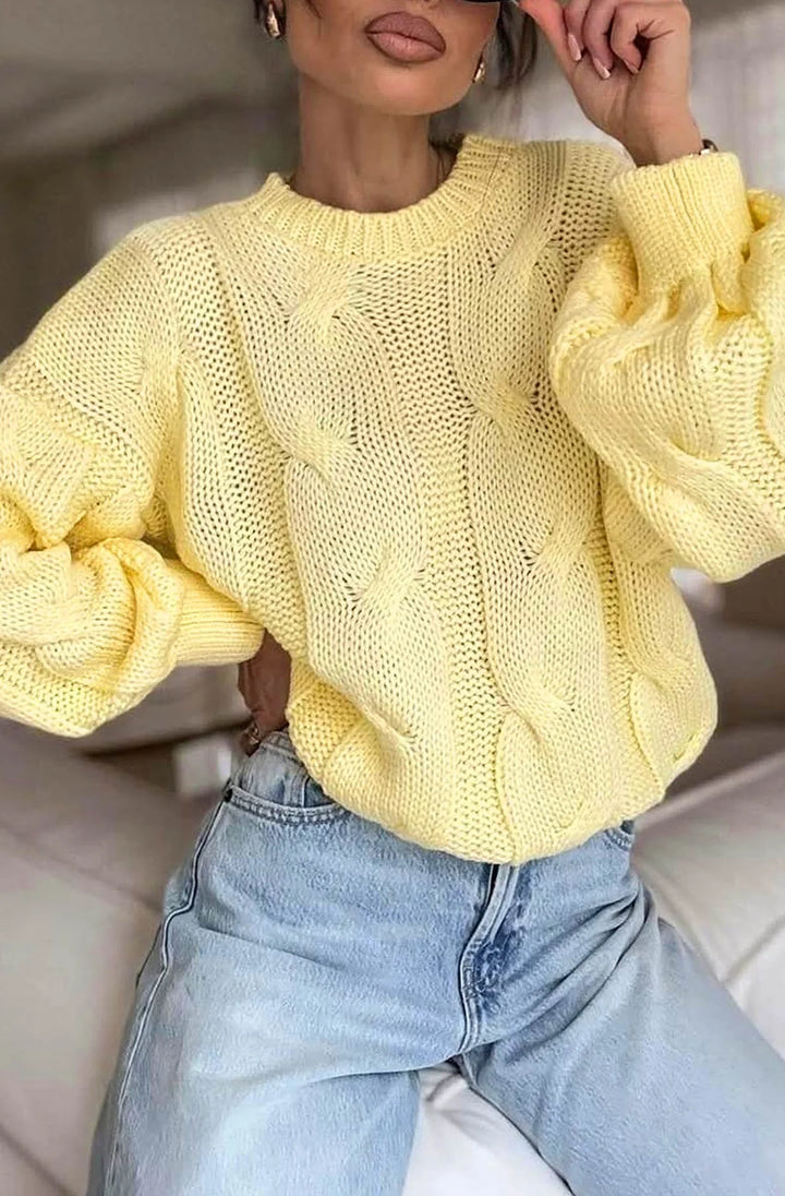 NERINA LIGHT KNITTED JUMPER SWEATER-YELLOW