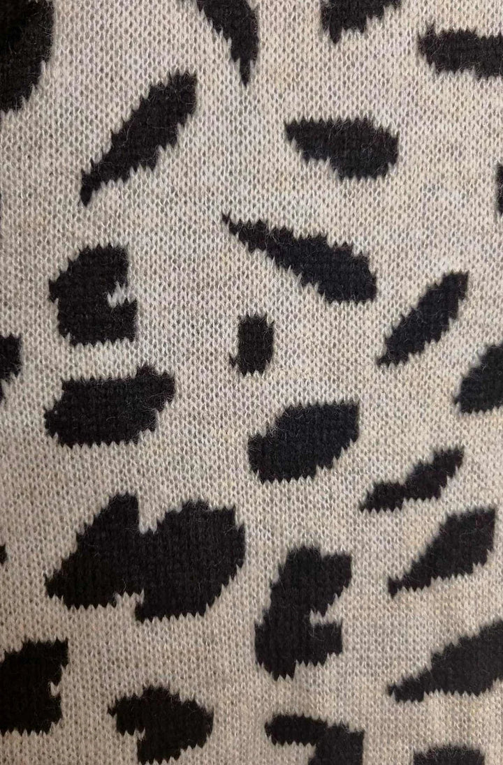 NOELLE LEOPARD TIE-UP CARDIGAN-STONE