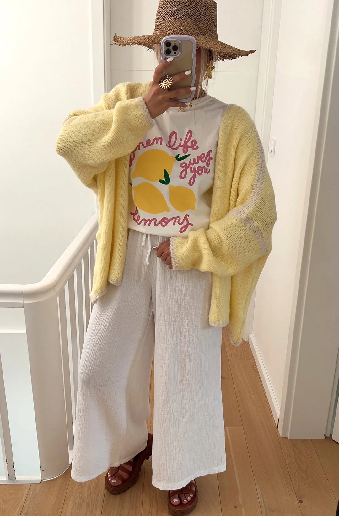SADIE CONTRAST KNITTED CARDIGAN-YELLOW