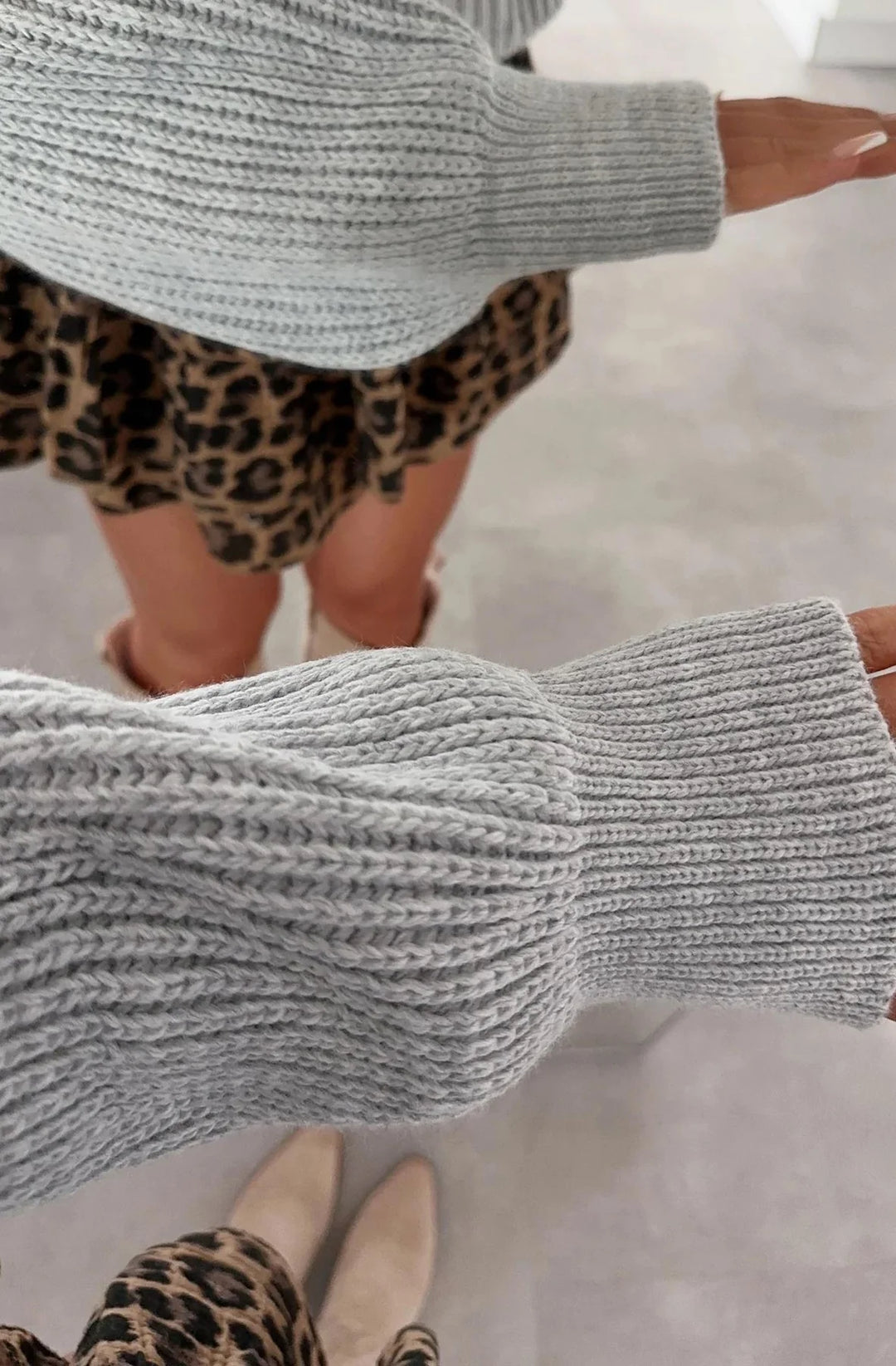 Silvia Oversized Turtleneck Sweater Jumper-Grey