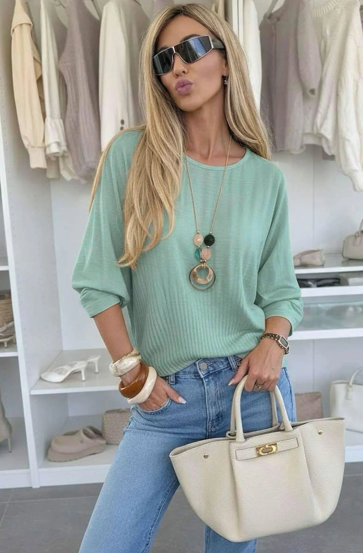 Talisa Lightweight Pleated Necklace Top-Sage